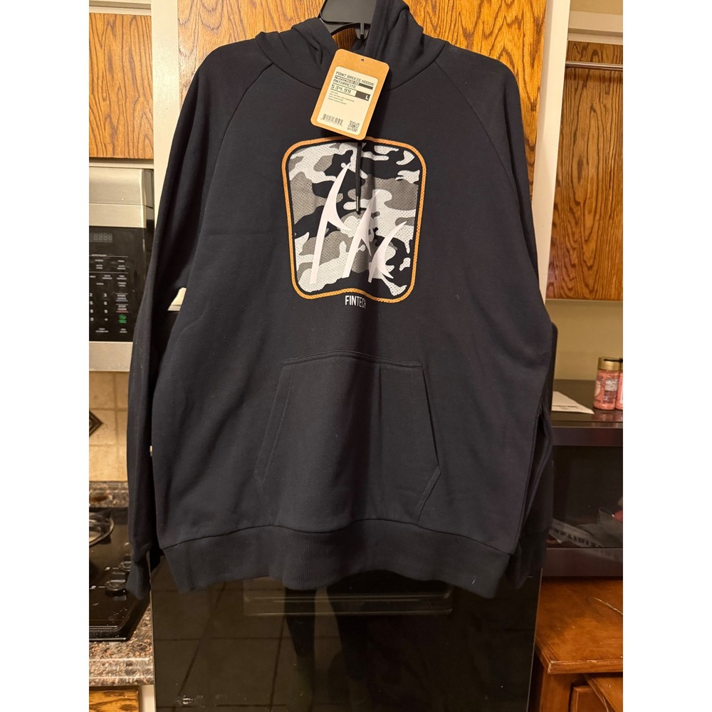FINTECH Point‎ Breeze Hoodie Anthracite Camo Logo Front Pocket Size L